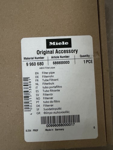 Miele a800 filterrohr - filterrohr, 90960680